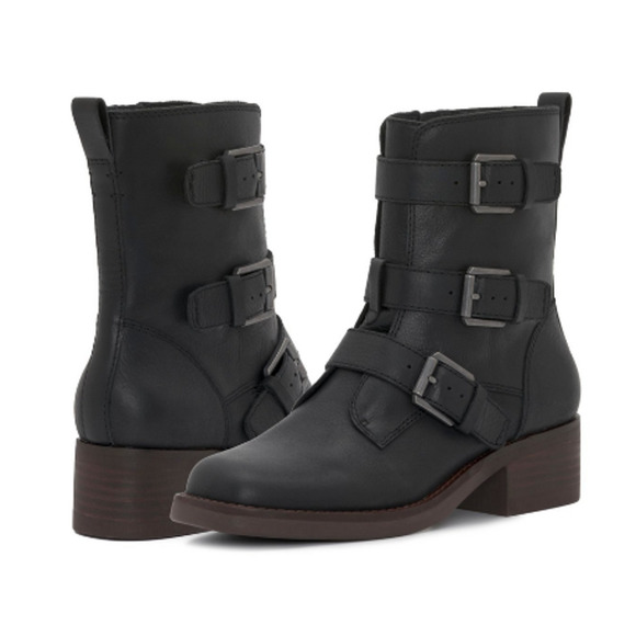 LUCKY BRAND Women's Katriny Boot 6 Black Leather Motorcycle Riding NWOB - Picture 1 of 11
